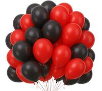 Red Black Balloons 100 Pcs Red and Black Latex Balloon 10 Inch for Birthday Retirement Bachelorette Pocker Casino Night Las Vegas Theme Party Decoration