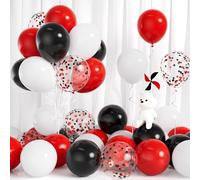 Red Black Balloons, 30Pcs Matte Black Red White Balloons 12 Inch Black Red Confetti Balloon with Ribbons for Boys Men Casino Poker Las Vegas Racing Theme Graduation Baby Shower Birthday Party Decor