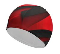 Red Black Bathing Cap High Elasticity Swimming Caps Fit Both Long Hair Short Hair Comfortable Large Shower Cap for Drag Reduction and Hair Protection