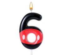 Red Black Birthday Number Candle, Cartoon Theme Birthday Candles Numbers Paraffin Red Mouse Birthday Number Candle Cake Topper for Anniversary Birthday Party Decorations (Number 6)
