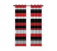Red Black Blackout Curtains for Bedroom Living Room, Grey Stripes Abstract Modern Geometric Stripe 90 In Long Thermal Insulated Room Darkening Drapes Grommet Window Treatments, 52 x 90 In