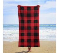 Red Black Buffalo Check Plaid Beach Towels Oversized 63"X 31.5" Extra Large Microfiber Pool Towel Sand Free Lightweight Beach Blanket Absorbent Quick Dry Bath Towels for Swim Pool Yoga Gym Camping