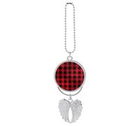 Red Black Buffalo Check Plaid Car Hanging Ornament Rear View Mirror Pendant Lucky Presents Hanging Ornament Funny Car Pendant for Office Auto Home Decoration Silver-Style