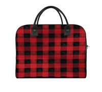 Red Black Buffalo Check Plaid Laptop Tote Bag Casual Travel Handbag Multi Pocket Shoulder Bags for Work Travel
