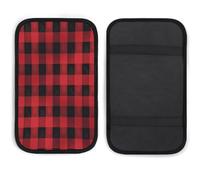 Red Black Buffalo Check Plaid Pattern Car Handrail Box Cushion Soft Comfortable Anti Slip,Car Armrest Cushion Neoprene Universal Decoration,car Center Console Coverfor Most Cars Trucks And SUV