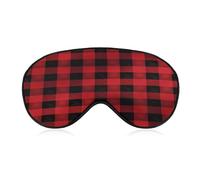 Red Black Buffalo Check Plaid Pattern Eye Mask Soft Sleep Mask for Side Sleeper Light Blocking Night Eye Cover with Adjustable Strap Sleep Shade Cover Night Blindfold Eyeshade Sleeping Masks for Trave