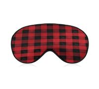 Red Black Buffalo Check Plaid Pattern Eye Mask Soft Sleep Mask for Side Sleeper Light Blocking Night Eye Cover with Adjustable Strap Sleep Shade Cover Night Blindfold Eyeshade Sleeping Masks for Trave