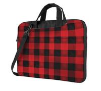 Red Black Buffalo Check Plaid Pattern Laptop Shoulder Bag For Men Women Briefcase Messenger Bag W/Strap Handle Waterproof Laptop Sleeve Bag 13 Inch