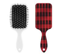 Red Black Buffalo Check Plaid Pattern Massage Comb for Men And Women,Hair Brush for Long, Short,Thin,Curly,Straight,or Wavy,Air Cushion Comb with Handle Gift for Women