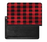 Red Black Buffalo Check Plaid Pattern Passport Holder for Travel Document Holders PU Leather Credit Card Holder Minimalist Front Pocket Wallet Fashion Passport Wallet Cover Case Slim Bifold