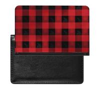 Red Black Buffalo Check Plaid Pattern Passport Holder Premium PU Leather Passport Cover Portable Travel Passport Protector Case Unisex Travel Essentials Document Organizer for Vacation Business Trips