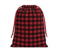 Red Black Buffalo Check Plaid Pattern Print Drawstring Bag wrap, String Pouches, Premium Packaging Bags for Business & Events M
