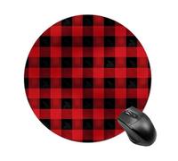 Red Black Buffalo Check Plaid Round Mouse Pad Smooth Glide Gaming Mousepad Extra Density Portable Comfortable Mouse Mat for Desk, Home, Office 7.8x7.8 Inches