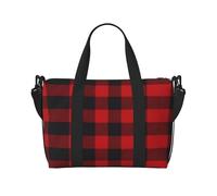 Red Black Buffalo Check Printed Women's Tote Bag Portable Crossbody Bag Suitable for Gym Workouts Commuting and Travel