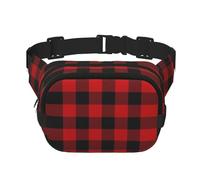 Red Black Buffalo Check Square Double-Layer Waist Bag Chest Bag Crossbody Bag Running Travel Hiking Waist Bag