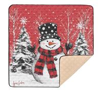 Red Black Buffalo Plaid Snowman Xmas Trees_3 Soft Thick Baby Play Mat for Floor Washable Baby Crawling Mat for Newborns Babies Infants Toddlers, 50'' x 50''