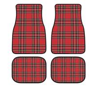 Red Black Buffalo Scottish Tartan Plaid Checkered 4 Pieces/Set Automotive Car Floor Mats Decorative Pad Protection Carpet For SUV Truck Vans