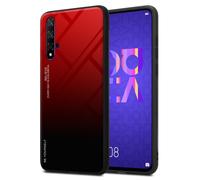(RED - BLACK) Cadorabo Case for Honor 20 / 20S / Huawei NOVA 5T Cover Protection TPU Silicone Gel Back case