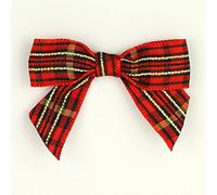 Red Black Check Plaid Tartan Bows, 10 Pieces Pre Tied Gingham Ribbon Bow, Buffalo Checkered Bow for Christmas Wedding Decoration Sewing Scrapbooking Wreath Gift Wrapping, 5cm Wide (Red Black Check)