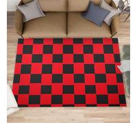 Red Black Checkerboard Bath Rugs for Bathroom, Classic Plaid Rug 60x90cm, Modern Geometry Doormat Washable & Non Slip Small Rugs for Home Decor