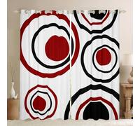 Red Black Circles Blackout Curtains Striped Abstract Window Curtains 66 x 72 Inch Modern Geometry Geometric Window Treatments Drapes for Bedroom Minimalism Lines Boho Simple Art Decor