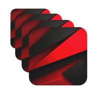 Red Black Coasters for Drinks Set of 4 Non-slip Leather Coaster Heat Resistant Drink Coaster for Tabletop Protection Absorbent Cup Mat for Coffee Table Decor Square
