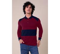 Red Black Colour Block Long Sleeves Polo Shirt Enorsia Red L
