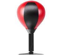 Red + Black Desktop Boxing Ball with Stand for Kids & Adults - Strong Resilience PU Punching Bag for Practicing & Stress Relief