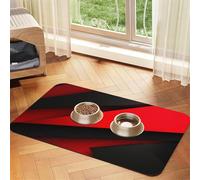 Red Black Dog Food Mats for Floors, 12x18 Inch Non-Slip Super Absorbent Pet Food Mat, Dishwasher Dog Mat for Food and Water, Cute Rubber Quick Dry Pet Feeding Mat for Dogs Puppy Cats
