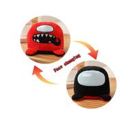 (Red+Black) Double Side Reversible Among Us Stuffed Toy Kids Kawaii Animal Cute Plush Doll