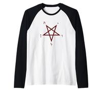Red Black Evil Devilish Leviathan Pentagram Symbol Raglan Baseball Tee
