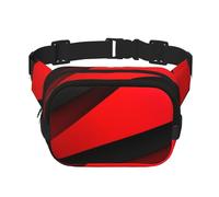 Red Black Fanny Pack Adjustable Crossbody Bag Large Waist Bag Travel Belt Bag Unisex Bum Bag, Black, One Size