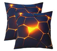 Red Black Fire Hexagonal Throw Pillow Covers 18x18 Inch Set of 2,Geometric Beehive Pillow Covers for Kids,Glitter Honeycomb Cushion Covers,Abstract Art Decorative Accent Pillow Cases Cozy