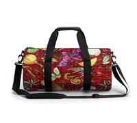 Red Black Fruit Sport Duffel Bag Gym Bag Weekend Overnight Bag for Travel Camping Hiking Beach 45x23x23cm