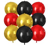 Red Black Gold Round Foil Balloons 9 pcs,Metallic Giant 4D Round Balloons 22 Inch for Wedding Graduation Anniversary Baby Shower Birthday Party Decorations
