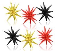Red Black Gold Star Balloons, 22 Inch Foil Explosion Star Balloons, Spike Balloons Mylar Star Cone Balloons for Graduation Casino Night Hollywood New Years Movie Night Birthday Decorations