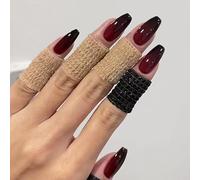 Red Black Gradient False Nails, 24pcs Ballet Press On Nails, Glossy Red False Nail Long, Natural Glue On Nail Acrylic Full Cover For Women Girls