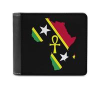 Red Black Green Africa Map Ankh Men's Bifold Wallet Slim Cash Card Holder Leather Purse