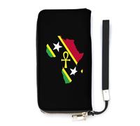 Red Black Green Africa Map Ankh Slim Wallet for Women Long Purse Cute Clutch Wristlet Handbag Card Holders