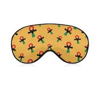 Red Black & Green Ankh Symbol Soft Sleep Mask with Adjustable Strap Eye Masks Cover Blocks Light for Women Men