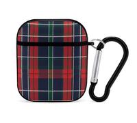 Red Black Green Plaid Tartan Scottish Earbuds Case for Airpods 1 2 Accessories Hard Earphones Cover with Keychain