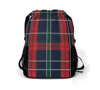 Red Black Green Plaid Tartan Scottish Gym Bag with Shoe Compartment 30L Backpack