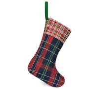 Red Black Green Plaid Tartan Scottish Personalised Christmas Stocking Sequin Color Changing Xmas Tree Hanging Party Decor