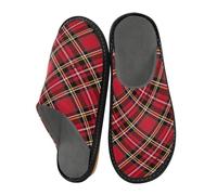 Red Black Green Scotch Slippers for Men Women, Plaid Grid Womens House Slippers Indoor Slipper Socks House Shoes Bedroom Travel Shoe Use