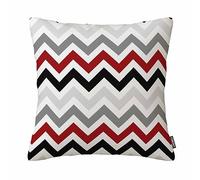 Red Black Grey White Zig Zag Pillowcase Cushion Covers 18 X 18 Inches Square Pillow Case Double Side