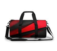 Red Black Gym Bag for Men Women, Sturdy Oxford Cloth Travel Bags with Removable Shoulder Strap, Waterproof Duffel Bag for Fitness, Travel, Yoga
