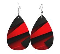 Red Black Leather Earrings Dangle Drop Earring Lightweight Teardrop Earrings Vintage Bohemian Earring for Women Christmas Birthday Gift Fashion Jewelry