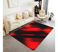 Red Black Living Room Rugs Area Rug 150 * 200cm Kids Geometry Accent Rug for Boys Teens Abstract Indoor Floor Mat Modern Art Decorative Rug Stripes