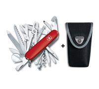 (red/black (nylon)) Victorinox SWISS CHAMP Swiss army knife bundle pack - with free Victorinox pouch