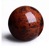 Red Black Obsidian Sphere,Crystal Gemstone Sculpture Figurine with Stand,Decorative Ball for Home Decor, Feng Shui,5~6cm Gemstone Stone